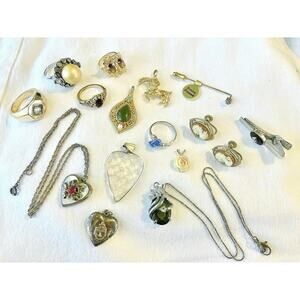 Vtg Jewelry Lot HGE Rings Lockets Cameos Wearable Costume Estate Gold Plated
